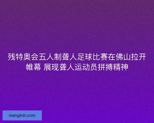 残特奥会五人制聋人足球比赛在佛山拉开帷幕 展现聋人运动员拼搏精神